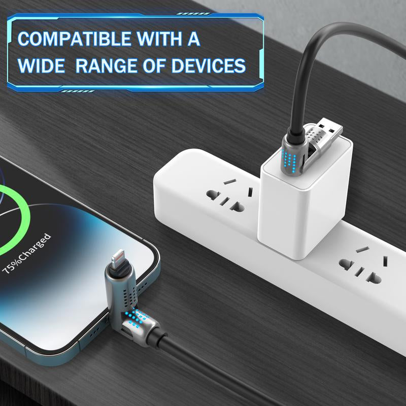 240W 4-In-1 USB-C Cable, PD 5A Fast Charging, Data Sync, USB-A, Type-C, Lightning, Aluminum, Compatible with Iphone 16/15, Ipad, Samsung, Laptops