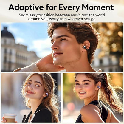HYUNDAI M100 Clip-On Ear Headphones with Audio-Visual Touch Screen, Wireless Audio Headphones for Music & Phone Calls, Sport Waterproof & Sweatproof, with 2025 Bluetooth 6.0 for Faster, Stable Connection & Low Power Use