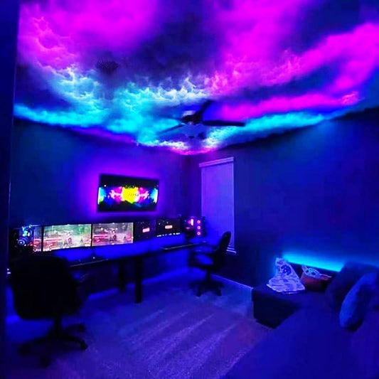 Cloud Lights, Ceiling Cotton Clouds, Cloud LED Lights Fluffy Ceiling, RGB Music Sync Multi Color Changing Light Strips, Atmosphere Night Light, for Bedroom, Party, Gaming Room,6.6Ft/2M Room,3.3Ft/1M