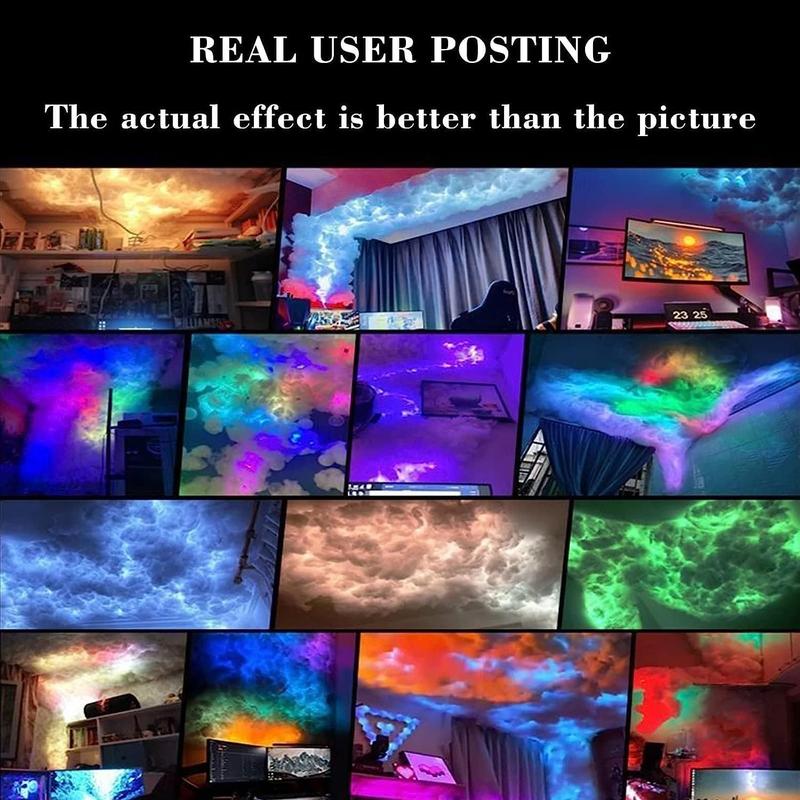 Cloud Lights, Ceiling Cotton Clouds, Cloud LED Lights Fluffy Ceiling, RGB Music Sync Multi Color Changing Light Strips, Atmosphere Night Light, for Bedroom, Party, Gaming Room,6.6Ft/2M Room,3.3Ft/1M