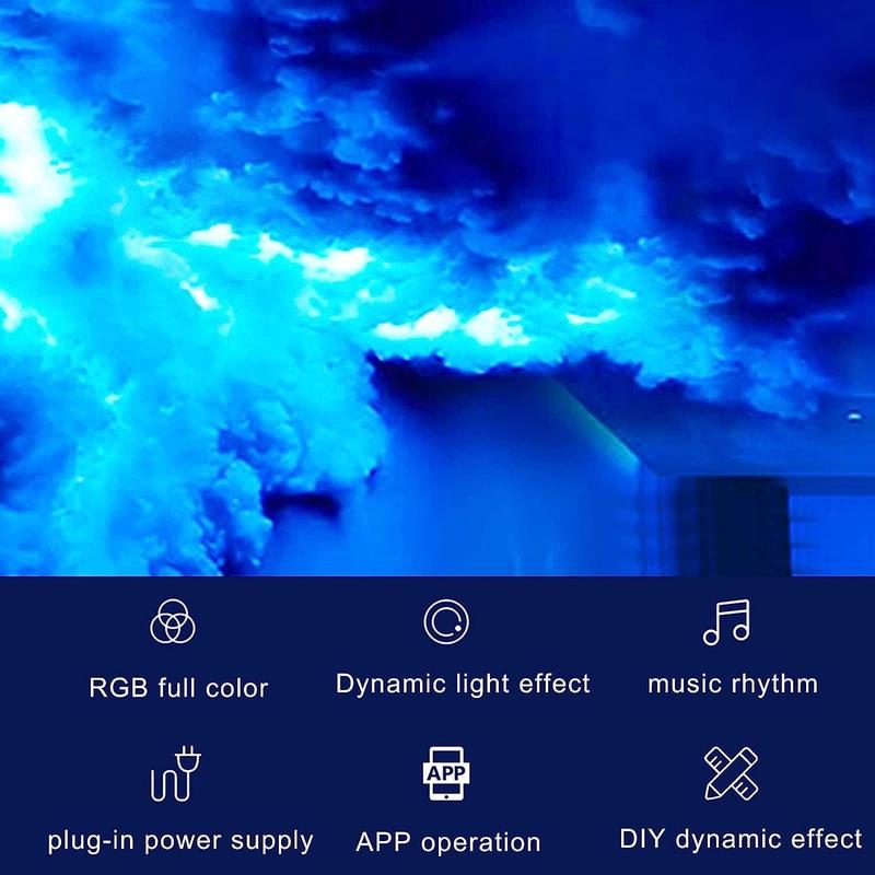Cloud Lights, Ceiling Cotton Clouds, Cloud LED Lights Fluffy Ceiling, RGB Music Sync Multi Color Changing Light Strips, Atmosphere Night Light, for Bedroom, Party, Gaming Room,6.6Ft/2M Room,3.3Ft/1M