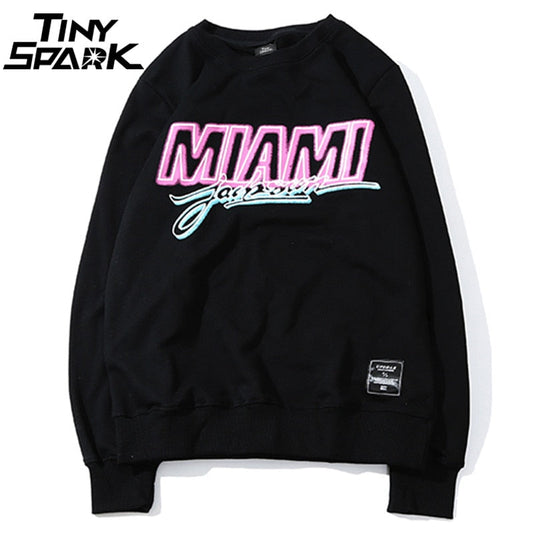 Miami Pullover Sweatshirt Pink Letter Print Men Hip Hop Pullover Sweatshirt Hoodie Autumn Heat Clothing Cotton Streetwear-0
