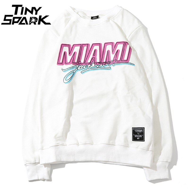 Miami Pullover Sweatshirt Pink Letter Print Men Hip Hop Pullover Sweatshirt Hoodie Autumn Heat Clothing Cotton Streetwear-3