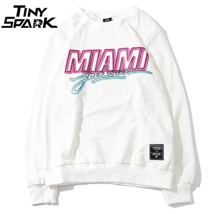Miami Pullover Sweatshirt Pink Letter Print Men Hip Hop Pullover Sweatshirt Hoodie Autumn Heat Clothing Cotton Streetwear-3