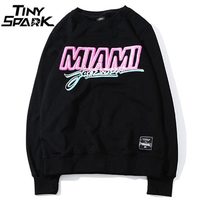 Miami Pullover Sweatshirt Pink Letter Print Men Hip Hop Pullover Sweatshirt Hoodie Autumn Heat Clothing Cotton Streetwear-1