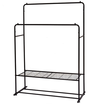 Freestanding Double Rods Clothing Garment Rack-0
