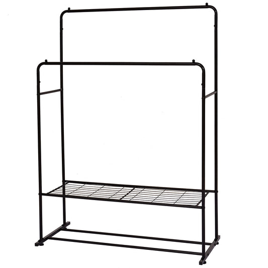 Freestanding Double Rods Clothing Garment Rack-0
