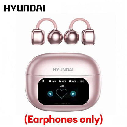 HYUNDAI M100 Clip-On Ear Headphones with Audio-Visual Touch Screen, Wireless Audio Headphones for Music & Phone Calls, Sport Waterproof & Sweatproof, with 2025 Bluetooth 6.0 for Faster, Stable Connection & Low Power Use